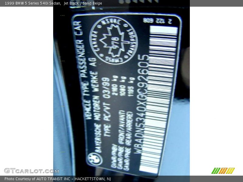 Jet Black / Sand Beige 1999 BMW 5 Series 540i Sedan