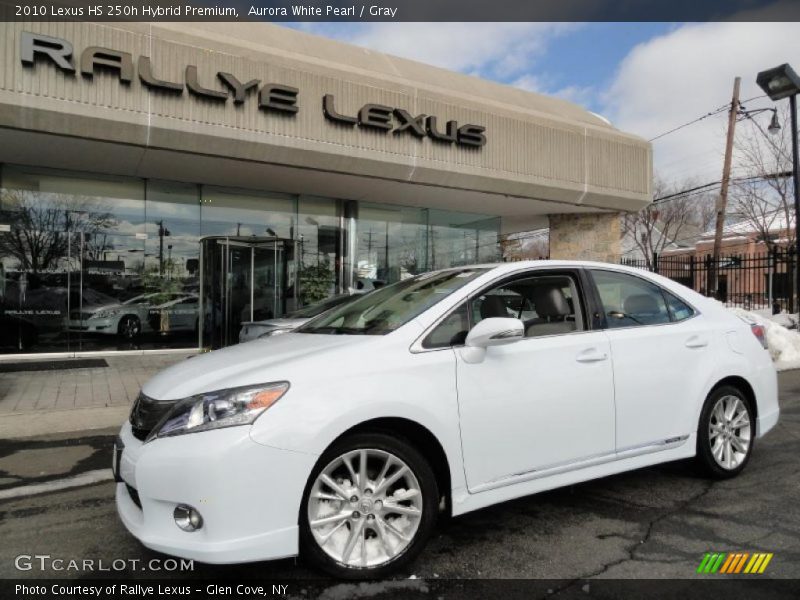 Aurora White Pearl / Gray 2010 Lexus HS 250h Hybrid Premium