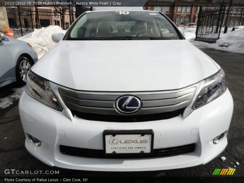 Aurora White Pearl / Gray 2010 Lexus HS 250h Hybrid Premium