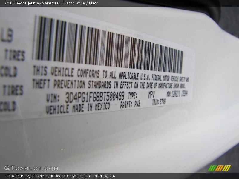 Bianco White / Black 2011 Dodge Journey Mainstreet