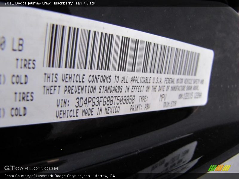 Blackberry Pearl / Black 2011 Dodge Journey Crew