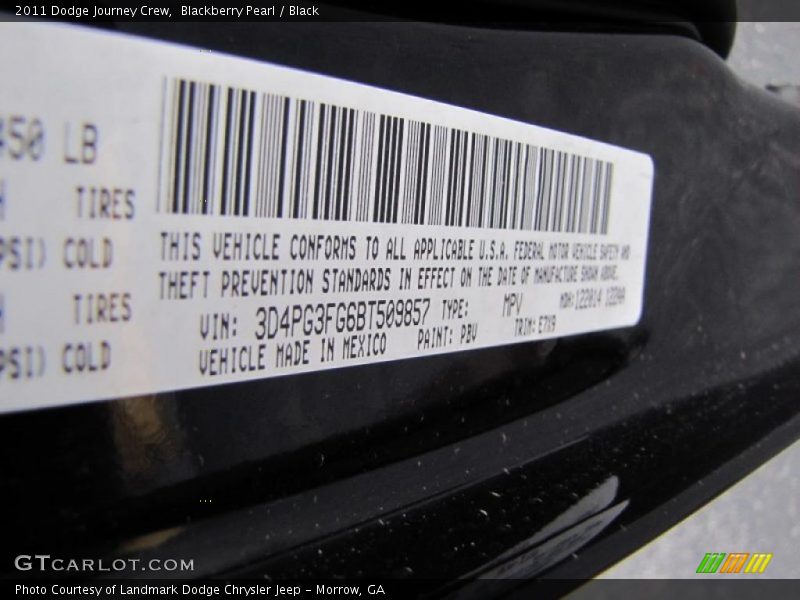 Blackberry Pearl / Black 2011 Dodge Journey Crew