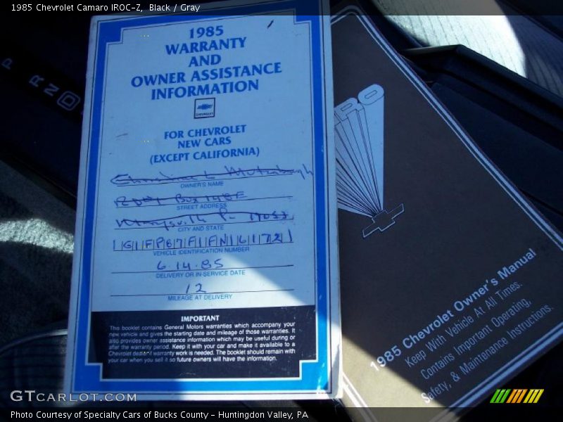 Black / Gray 1985 Chevrolet Camaro IROC-Z