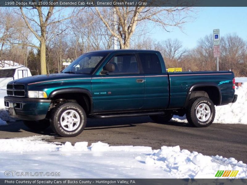 Emerald Green Pearl / Gray 1998 Dodge Ram 1500 Sport Extended Cab 4x4