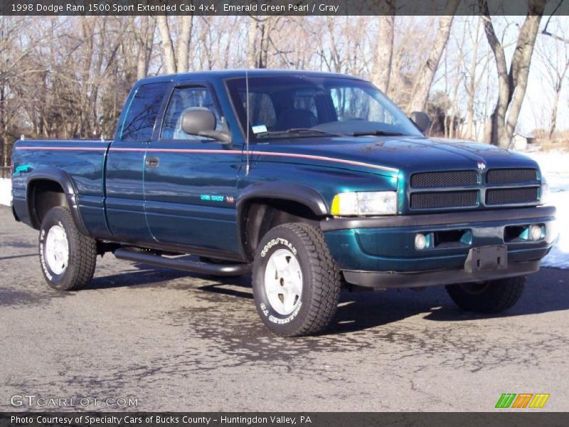 Emerald Green Pearl / Gray 1998 Dodge Ram 1500 Sport Extended Cab 4x4