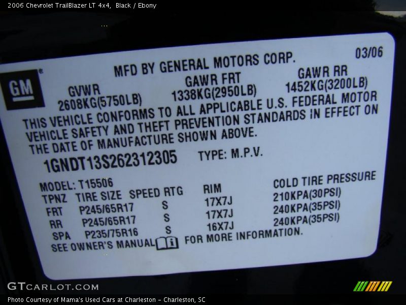 Black / Ebony 2006 Chevrolet TrailBlazer LT 4x4
