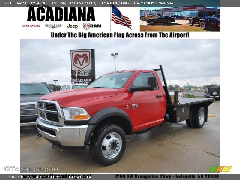 Flame Red / Dark Slate/Medium Graystone 2011 Dodge Ram 4500 HD ST Regular Cab Chassis
