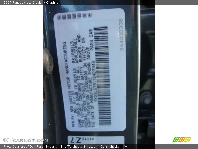 Stealth / Graphite 2007 Pontiac Vibe