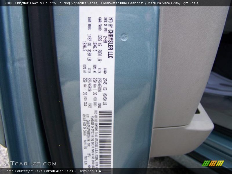 Clearwater Blue Pearlcoat / Medium Slate Gray/Light Shale 2008 Chrysler Town & Country Touring Signature Series