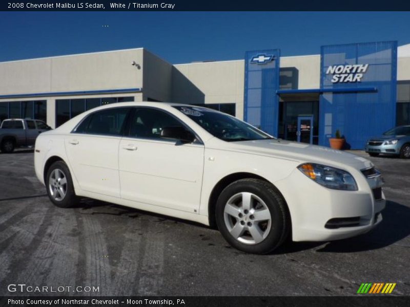 White / Titanium Gray 2008 Chevrolet Malibu LS Sedan