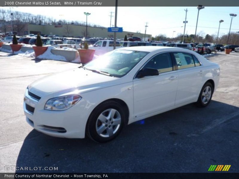 White / Titanium Gray 2008 Chevrolet Malibu LS Sedan