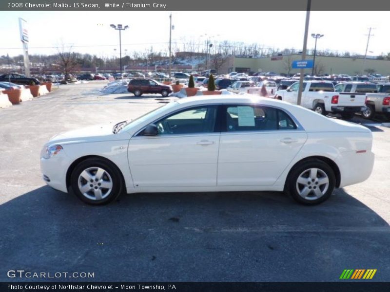 White / Titanium Gray 2008 Chevrolet Malibu LS Sedan