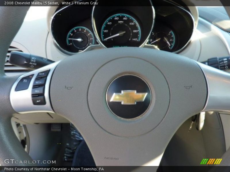 White / Titanium Gray 2008 Chevrolet Malibu LS Sedan
