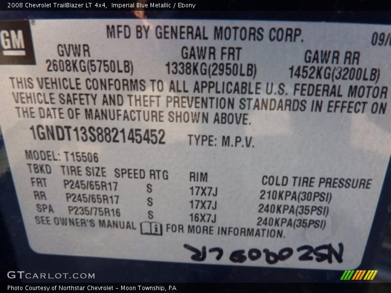Imperial Blue Metallic / Ebony 2008 Chevrolet TrailBlazer LT 4x4