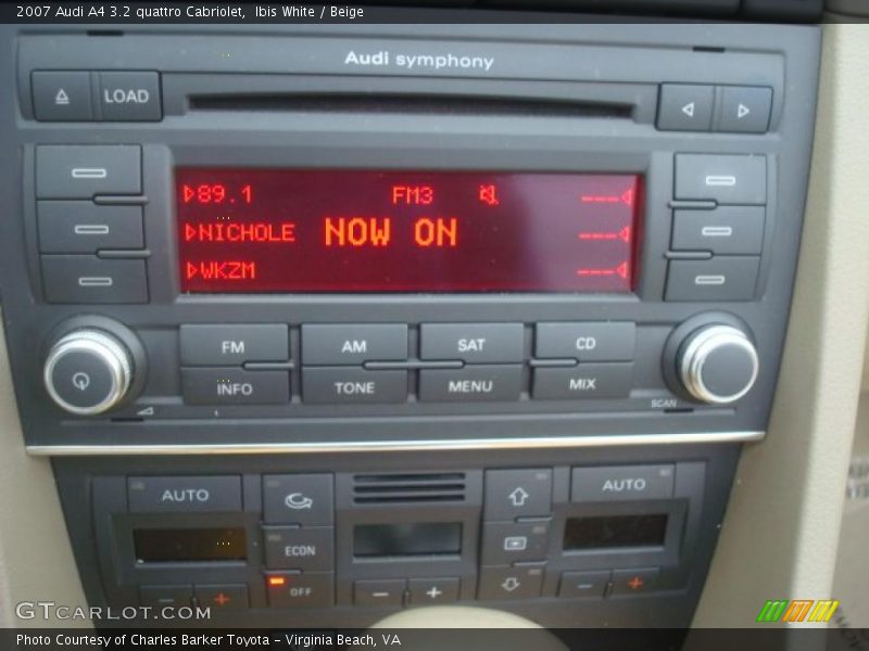 Controls of 2007 A4 3.2 quattro Cabriolet
