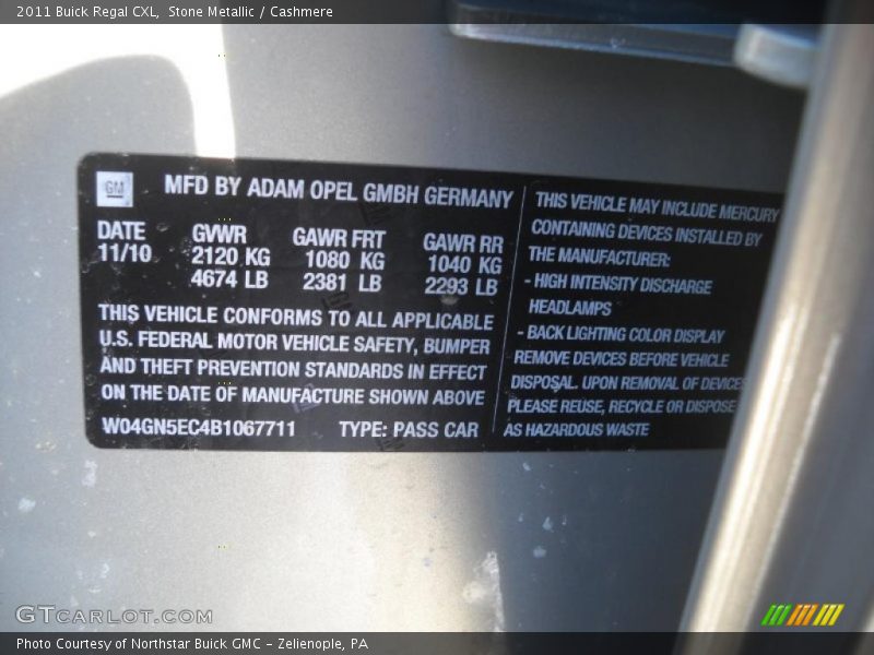 Stone Metallic / Cashmere 2011 Buick Regal CXL