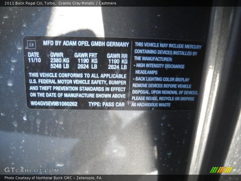 Granite Gray Metallic / Cashmere 2011 Buick Regal CXL Turbo