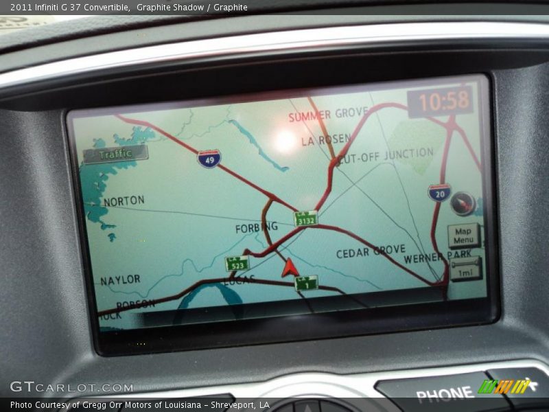 Navigation of 2011 G 37 Convertible