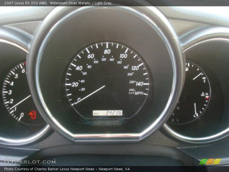 Millennium Silver Metallic / Light Gray 2007 Lexus RX 350 AWD