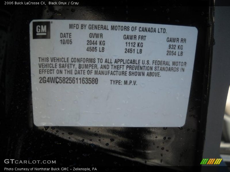 Black Onyx / Gray 2006 Buick LaCrosse CX