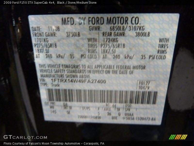 Black / Stone/Medium Stone 2009 Ford F150 STX SuperCab 4x4