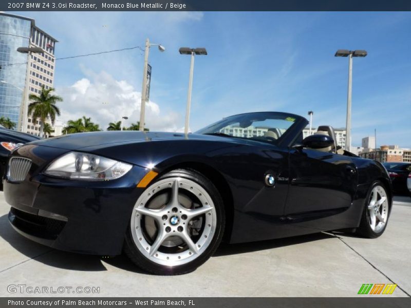Monaco Blue Metallic / Beige 2007 BMW Z4 3.0si Roadster