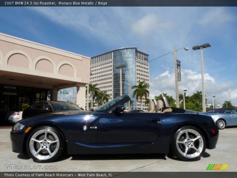 Monaco Blue Metallic / Beige 2007 BMW Z4 3.0si Roadster