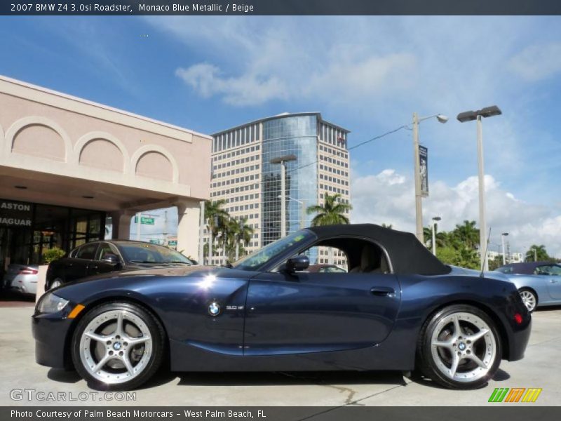 Monaco Blue Metallic / Beige 2007 BMW Z4 3.0si Roadster