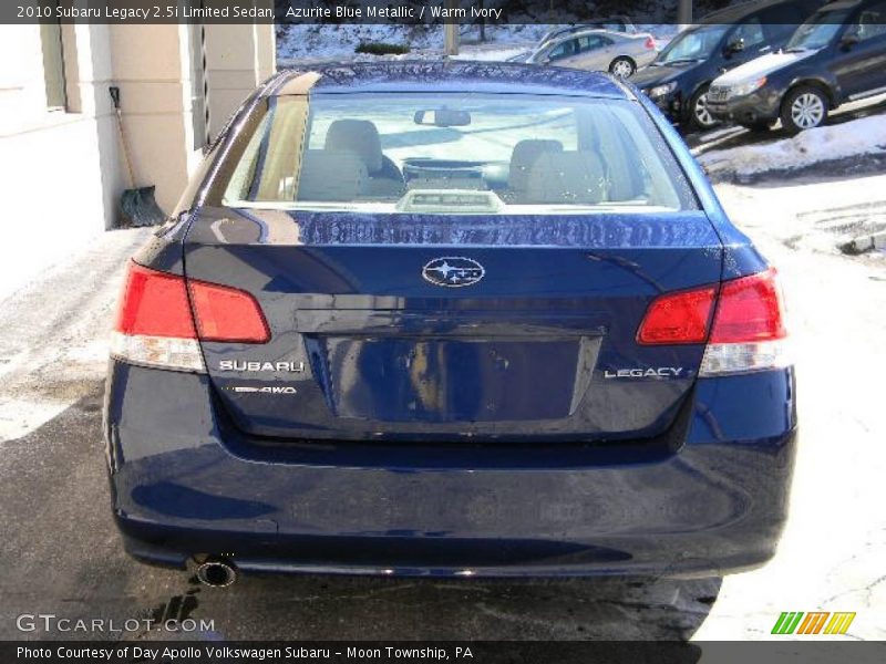 Azurite Blue Metallic / Warm Ivory 2010 Subaru Legacy 2.5i Limited Sedan