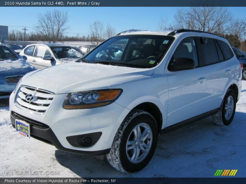 Pearl White / Gray 2010 Hyundai Santa Fe GLS 4WD