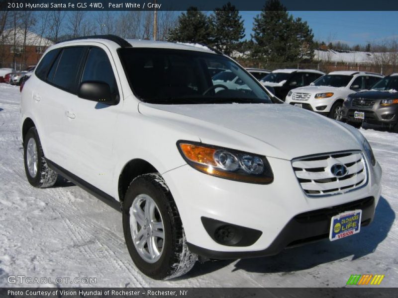 Pearl White / Gray 2010 Hyundai Santa Fe GLS 4WD