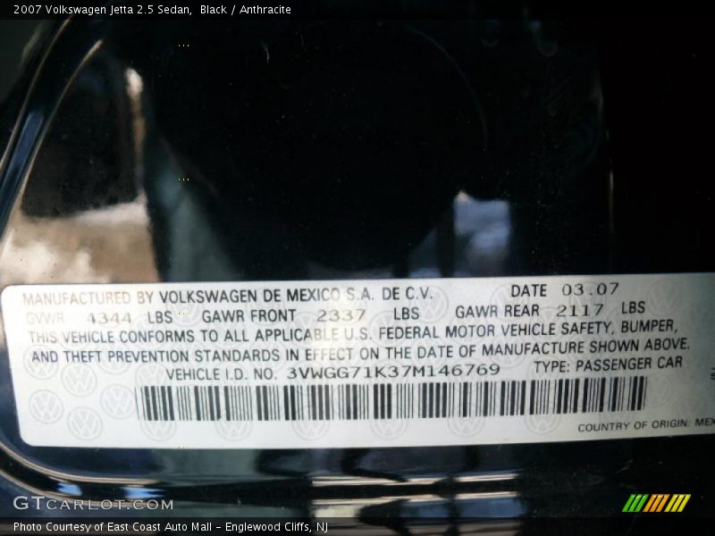 Black / Anthracite 2007 Volkswagen Jetta 2.5 Sedan