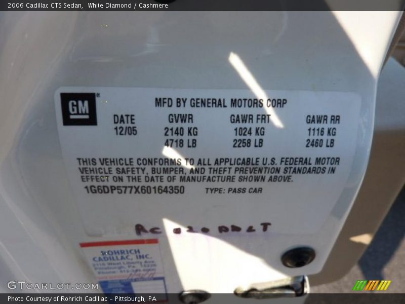 White Diamond / Cashmere 2006 Cadillac CTS Sedan