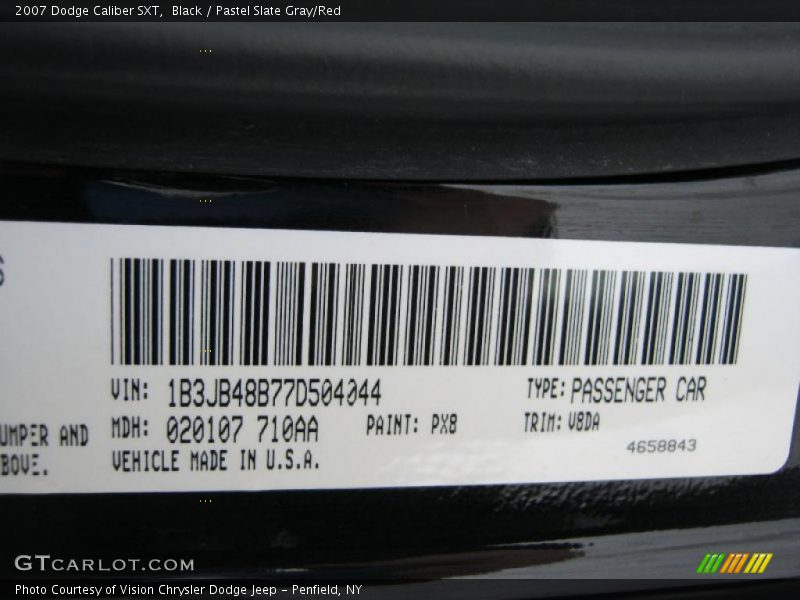 2007 Caliber SXT Black Color Code PX8