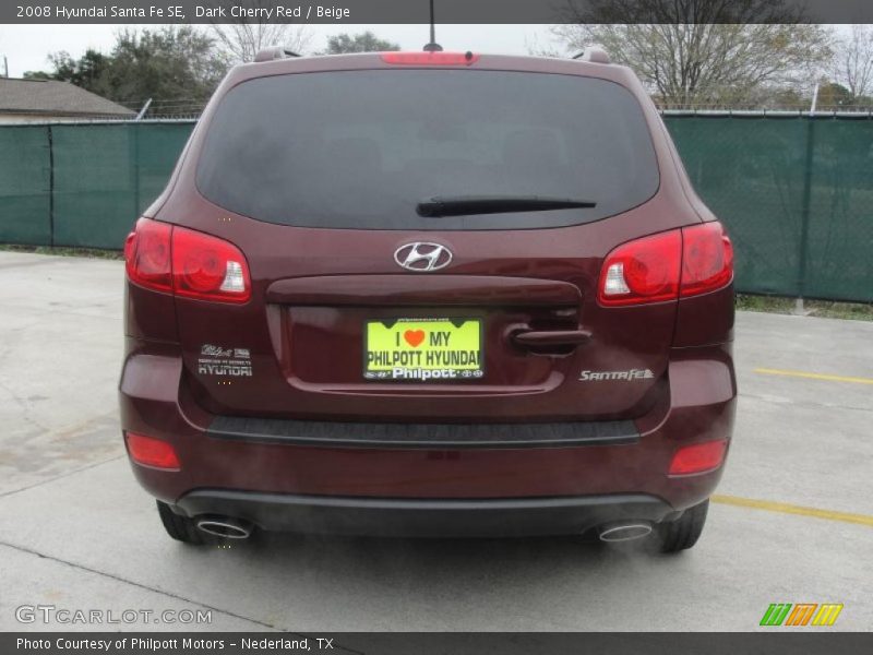 Dark Cherry Red / Beige 2008 Hyundai Santa Fe SE