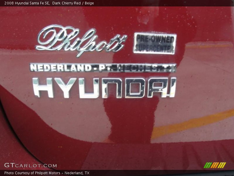 Dark Cherry Red / Beige 2008 Hyundai Santa Fe SE
