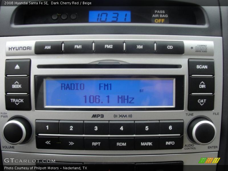 Dark Cherry Red / Beige 2008 Hyundai Santa Fe SE