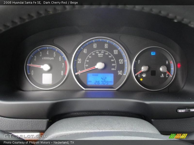 Dark Cherry Red / Beige 2008 Hyundai Santa Fe SE