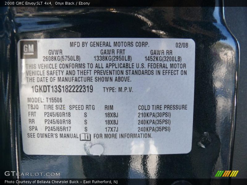 Onyx Black / Ebony 2008 GMC Envoy SLT 4x4