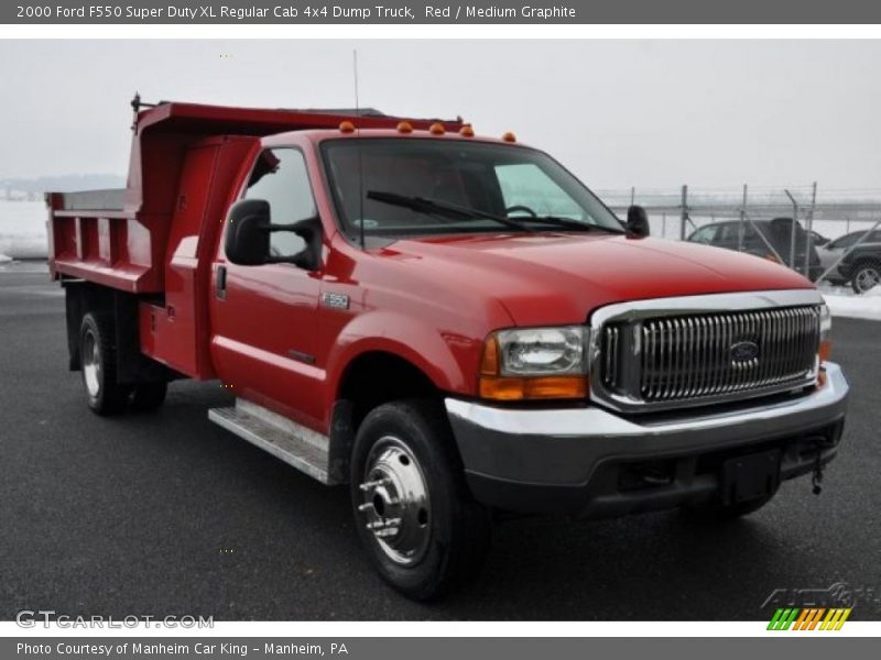 Red / Medium Graphite 2000 Ford F550 Super Duty XL Regular Cab 4x4 Dump Truck