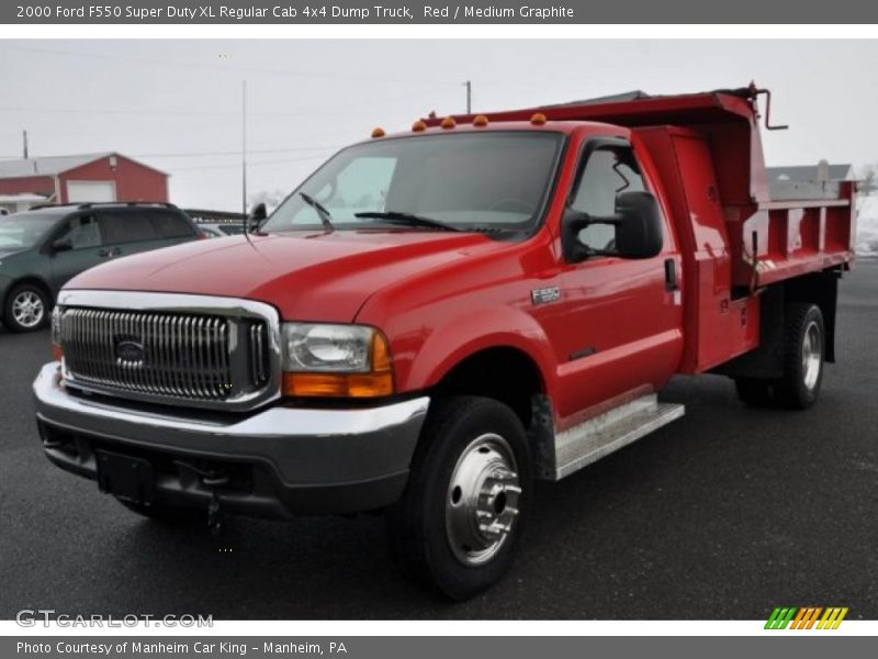 Red / Medium Graphite 2000 Ford F550 Super Duty XL Regular Cab 4x4 Dump Truck