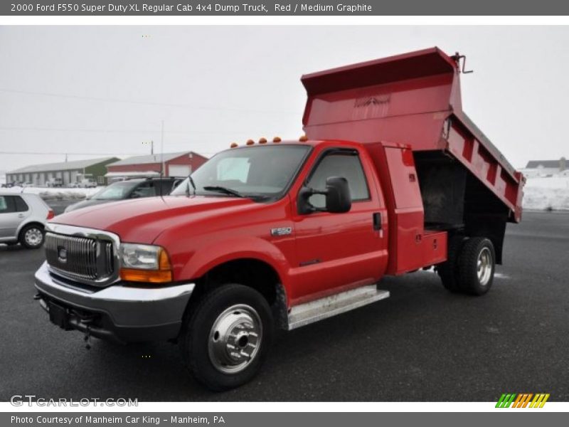 Red / Medium Graphite 2000 Ford F550 Super Duty XL Regular Cab 4x4 Dump Truck