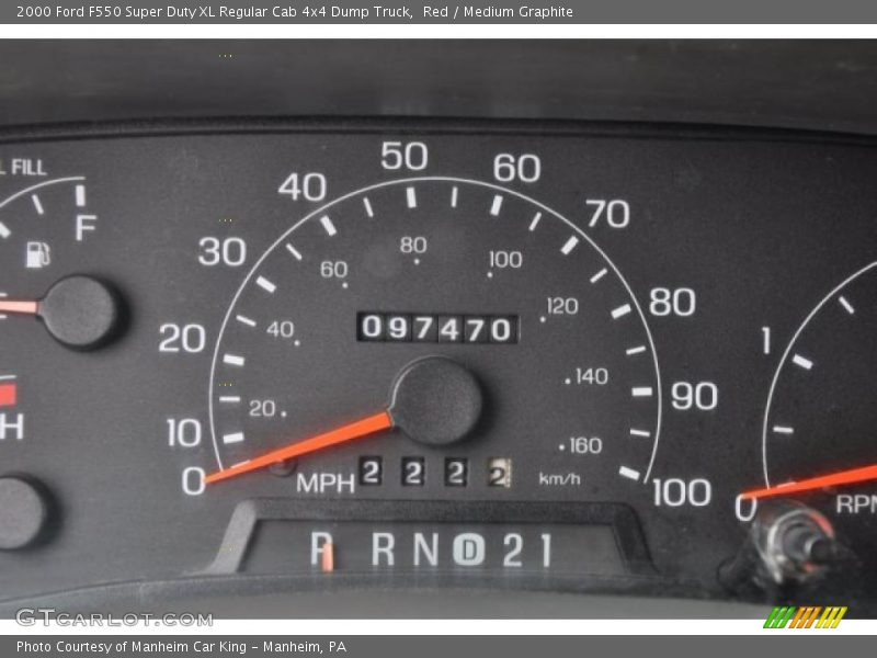 Red / Medium Graphite 2000 Ford F550 Super Duty XL Regular Cab 4x4 Dump Truck