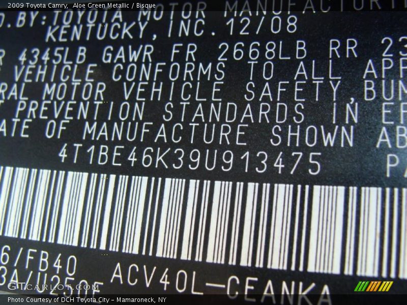 Aloe Green Metallic / Bisque 2009 Toyota Camry