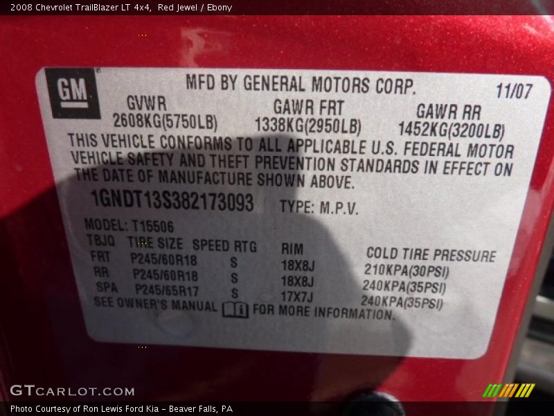 Red Jewel / Ebony 2008 Chevrolet TrailBlazer LT 4x4
