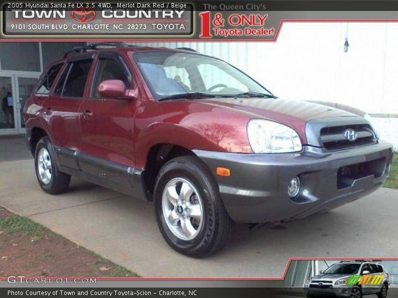 Merlot Dark Red / Beige 2005 Hyundai Santa Fe LX 3.5 4WD