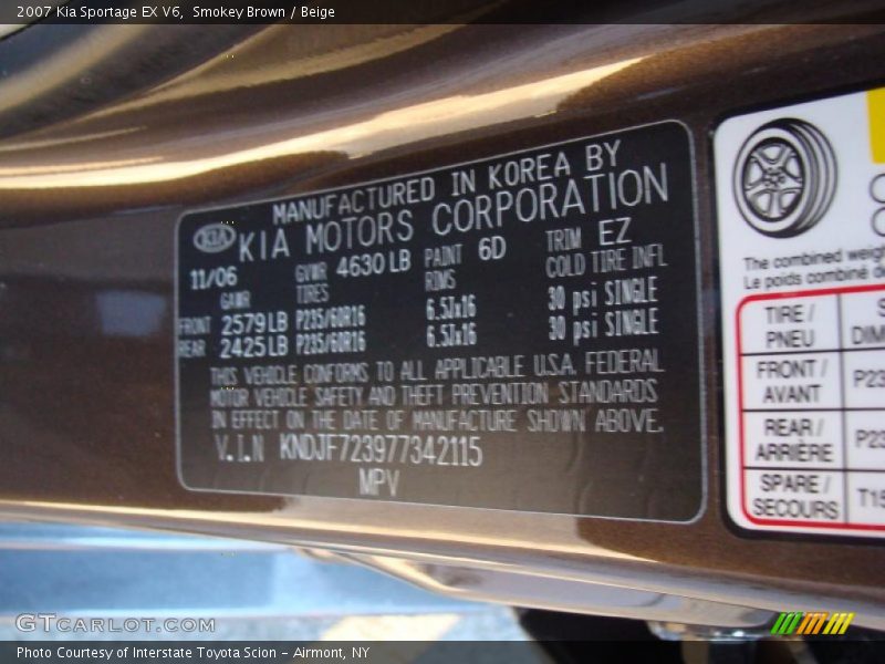 Smokey Brown / Beige 2007 Kia Sportage EX V6