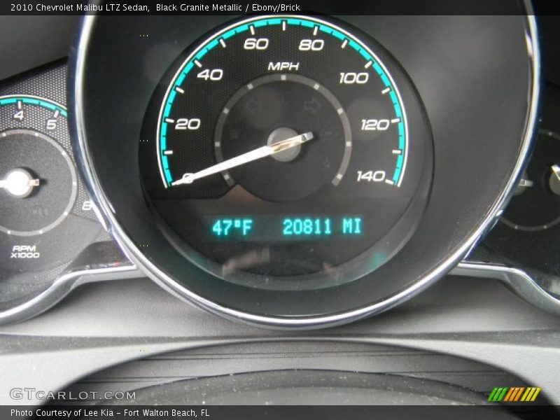Black Granite Metallic / Ebony/Brick 2010 Chevrolet Malibu LTZ Sedan