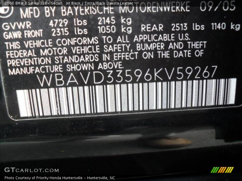 Jet Black / Terra/Black Dakota Leather 2006 BMW 3 Series 330xi Sedan