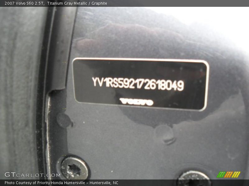 Titanium Gray Metallic / Graphite 2007 Volvo S60 2.5T